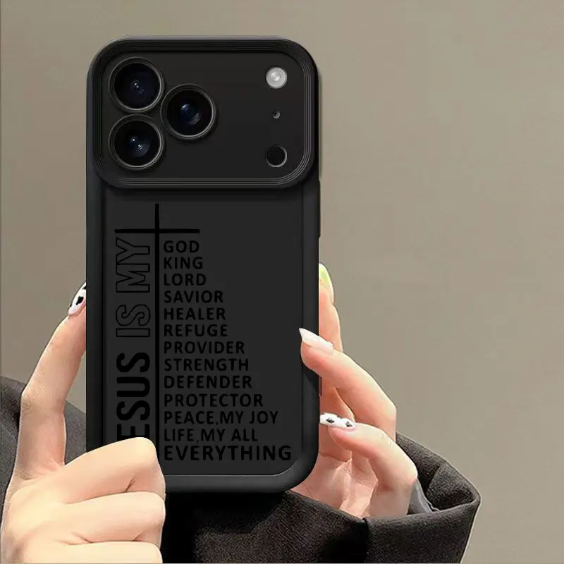 1PC Novelty Minimalist "Jesus Is My Everything" Premium Cellphone Case - Military-Grade Shockproof, Secure Durable Protection, Step-Up Lens Guard, Faith Believers Gift, Multi-Fit for iPhone X/11/12/13/14/15/16/17 ProMax & Galaxy 22/23/24/25 Plus