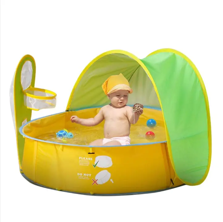 Kids Pool for Toddler, Foldable Kiddie above groundPool with Removable Canopy, Portable Baby ToddlerPool for Indoor Outdoor,Dog Pet SwimmingPool, Easy Drain Non-Slip Splash Pool for Backyard &Travel Quick Setup No Tools
