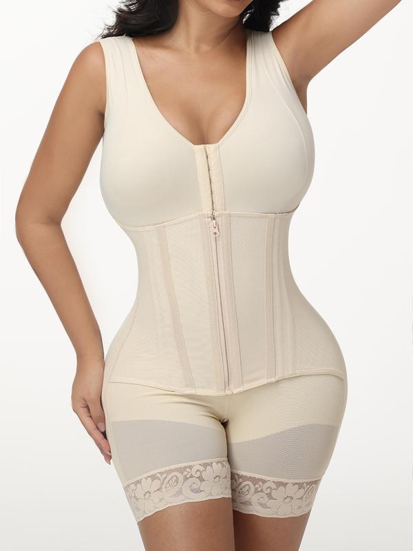 LUXSEREN Women Tummy Control V-Neck Full Body Shaper Butt Lifter with Zipper Crotch,One-Piece shepawear,comfortable wireless breast lift design Shapewear Womenswear