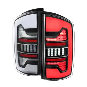 2007-2009 RAM 1500/2500/3500 White LED Bar Tail Lights (Matte Black Housing/Clear Lens)