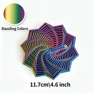 3D Printed Expanded Sensory Fidget Star 11.7cm Dazzling Colors New Stress Relief Whirling Spiral with Handle Hypnotizing Visual Fidget Toy - Religious Supplies Handheld Wooden Cross Ornaments
