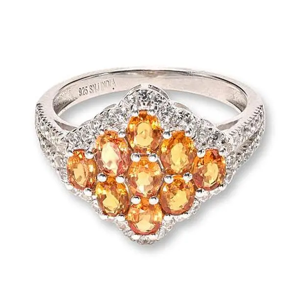 Colleen Lopez Orange Sapphire and White Zircon Cluster Ring Colleen Lopez Orange Sapphire and White Zircon Cluster Ring