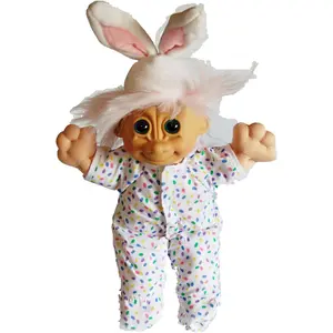 Troll Doll In Jelly Bean Polka Dot & Bunny Suit with Pink Hair & Blue Eyes 13"