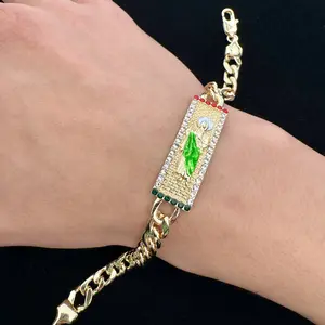 Virgen Guadalupe San Judas Tadeo Bracelet Reglious Bracelets Cuban 14k Gold Plated