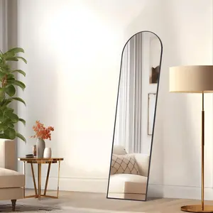 CONCETTA 59"x16" Arched Full Length Mirror, Full Body Standing Mirror Floor Mirrors, Black