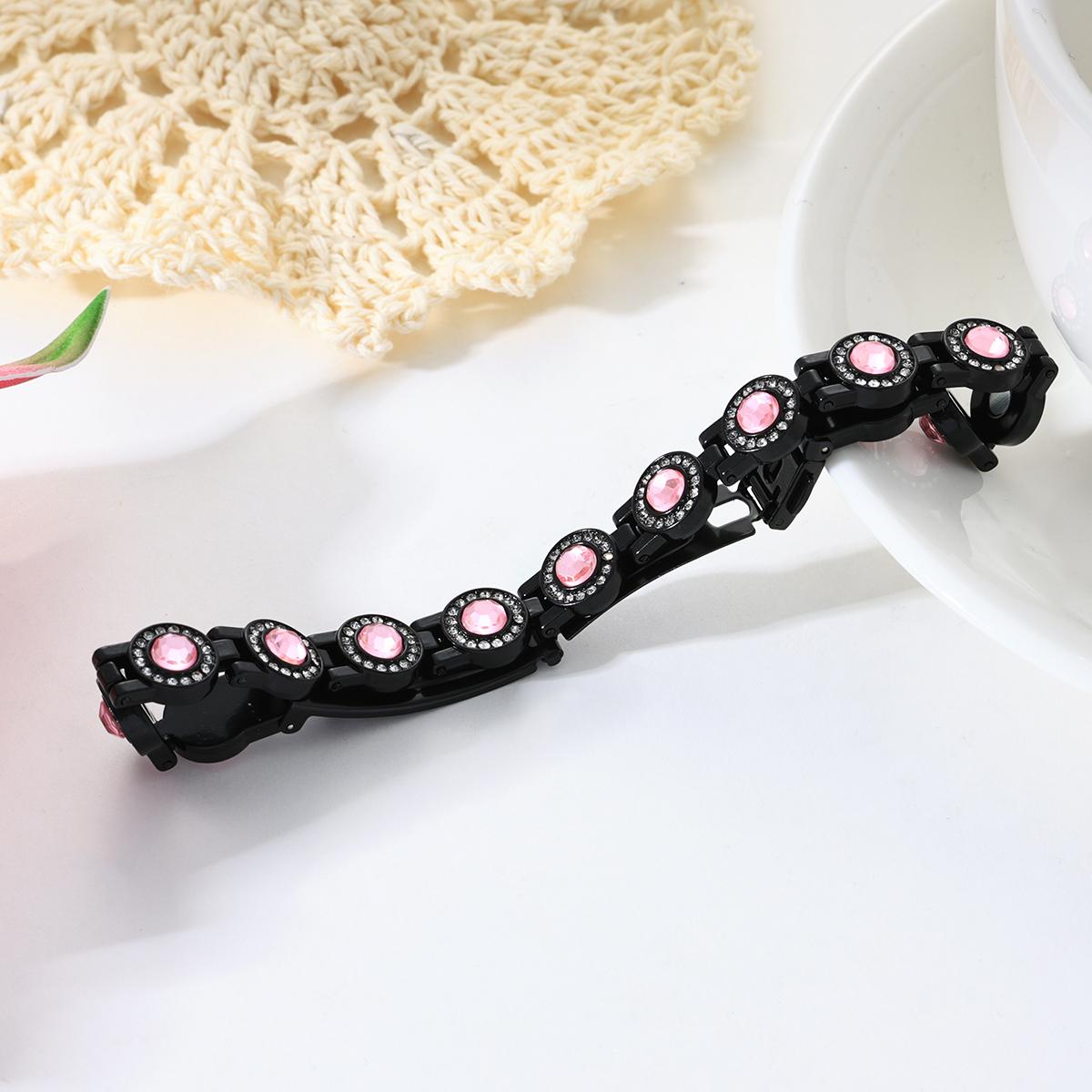 Ladies' alloy diamond-encrusted round magnetic bracelet 3500 Gauss strong magnetic birthday and Christmas gift，Valentine's Day gift, Christmas gift