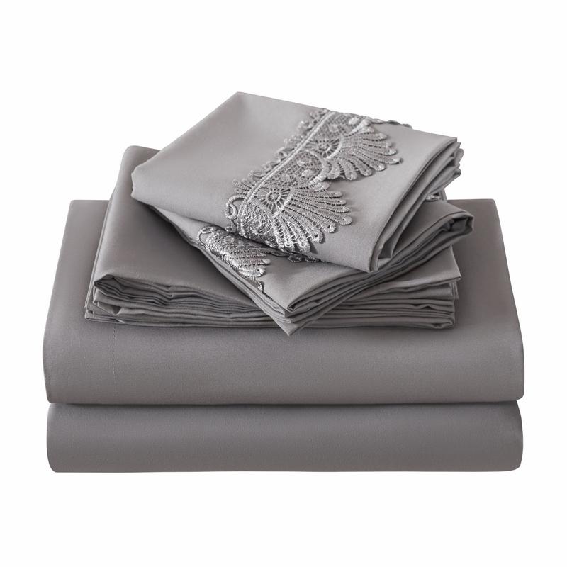 Luxurious Orange Bed Sheet Set with Elegant Lace Detailing for a Comfortable Sleep Experience. King size