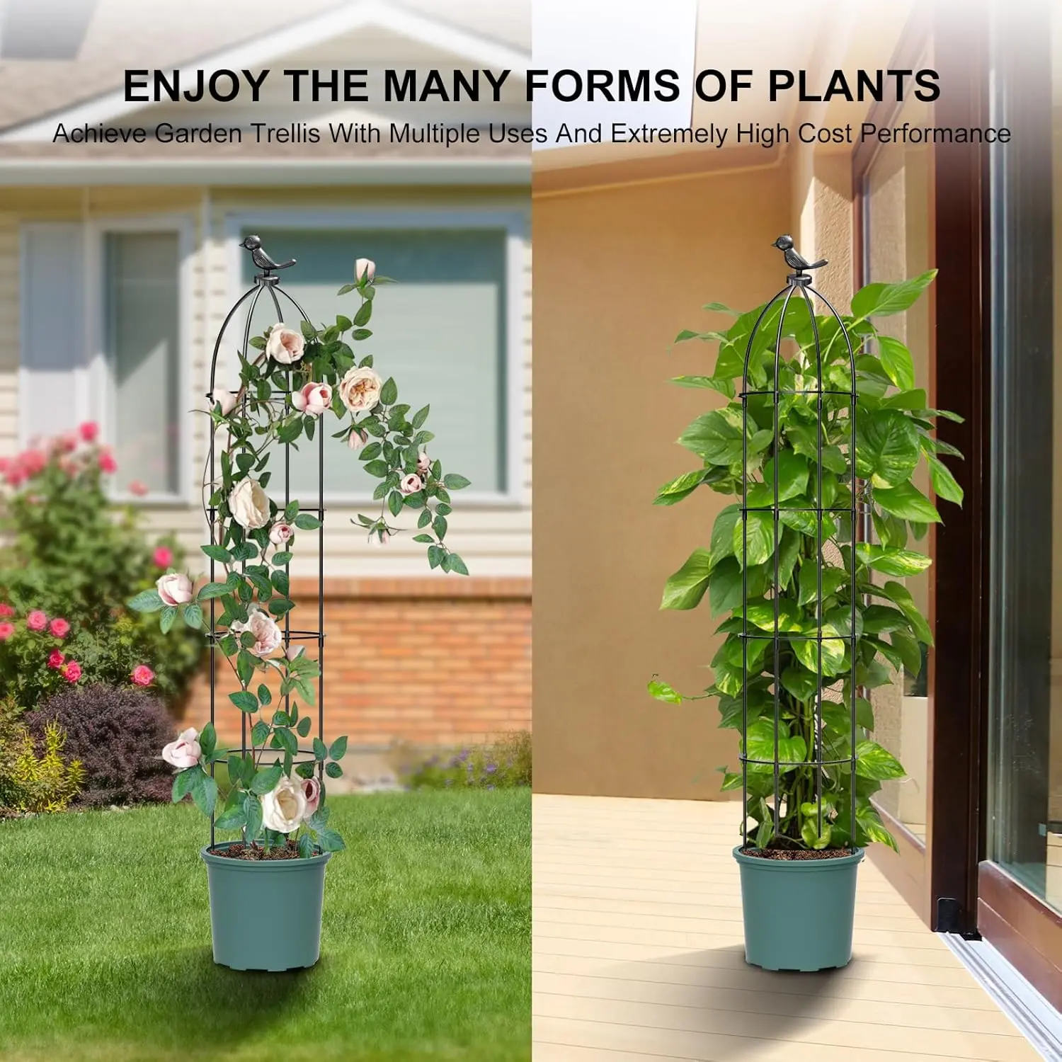 Trellis for Climbing Plants Outdoor Garden Trellis 59inch Rustproof Trellis for Climbing Plants Outdoor Obelisk Trellis Rose Trellis Plant Trellis Indoor Flowers Vegetable Fruits Vines Support