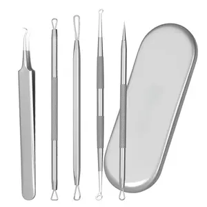 Blackhead Remover Pimple Popper Tool Kit Professional Blackhead Extractor Removal Tool for Nose Face with Portable Metal Case, Silver, Gifts for Women