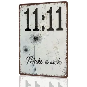 Aluminum Metal Sign - Make A Wish Vintage-Inspired Wall Decor, Durable, Fade-Resistant 12"x8" Retro Poster, Distressed Dandelion Design, Perfect for Home, Bar, Man Cave, Garage - Vintage Wall Sign, Garage Art Piece, Metal Wall Art Decor Gift Hanging