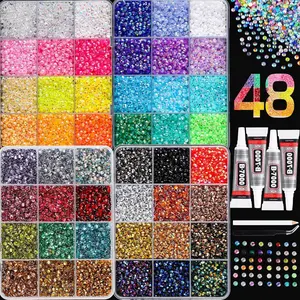 48 Colors Resin Rhinestones for Bedazzling, 30000 Pcs Flatback Gems for Crafting, Bedazzling Kit Colorful Crystal Nail Art Gems,Mixed Sizes Flatback Rhinestones for Press On Nails, DIY Manicure
