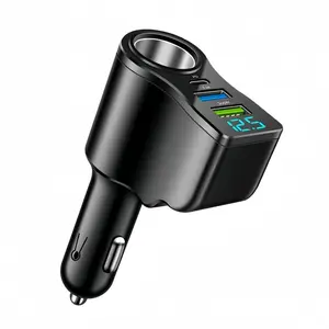 4-in-1 USB Car Charger, Multifunctional Car Charger with Power Supply Port, Fast PD + QC3.0 Charging Car Charger for Mobile Phones