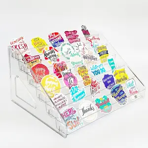 7-Tier Clear Acrylic Card Display Stand Greeting Card Sticker Holder Acrylic Risers Shelves for PSA Graded Card Baseball Sports Card Postcard Sticker Display