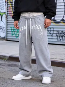 Men's Summer Casual Long Pants, Streetwear Trendy Fake Two-Piece Design, Comfortable and Stylish, Perfect for Daily Wear