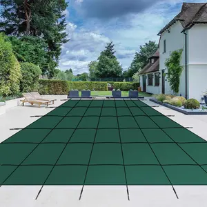 GARVEE Pool Safety Cover Fits 18x36ft Inground Pool, Ultra-Dense Rectangle Pool Cover Green Mesh SolPool Safety Net and Installation Tools, Safety Pool Cover w/Anchors, Winter Cover Size 20x38ft
