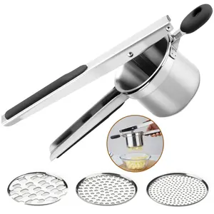 Large Potato Ricer, Heavy Duty Stainless Steel Potato Ricer and Masher, Press and Mash Kitchen Gadget for Potatoes and Vegetables