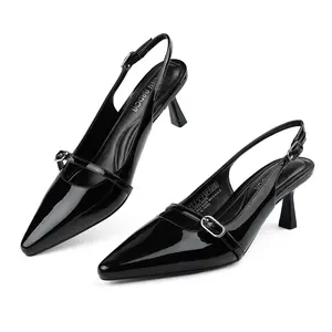 JENN ARDOR  Women's 2.36 in Kitten Heel Pointed Toe Low Slingback Bow Tie Pumps, Black Heels, Comfortable Chic Classic Dress Shoes for Spring Summer Date Wear, Heels Shoes For Women, summervibes