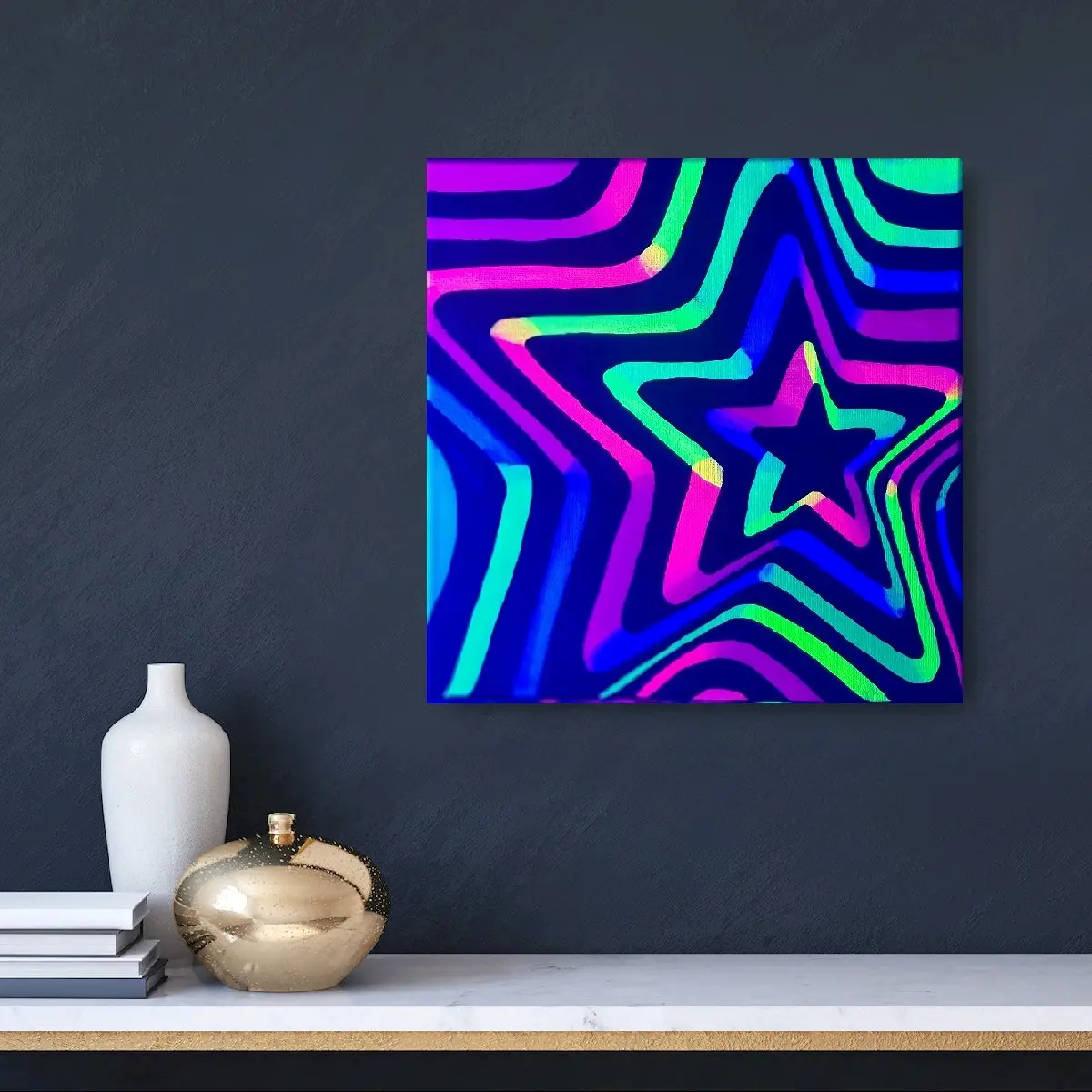 Trippy Starburst Original Blacklight Reactive Painting by Glow by Nikki