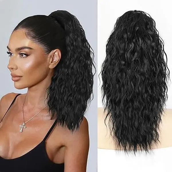 ALXNAN Claw Clip Ponytail 18-26 Inch Black Ponytail  display picture 2