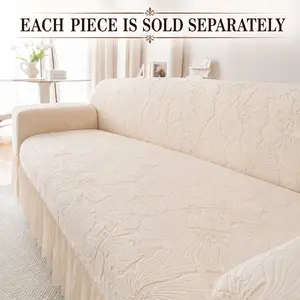 1pc Embroidered Sofa Full Cover, Luxury Home Sofa Protector, All-Season Pet-Friendly, Contemporary Style, Reusable Dust Cover
