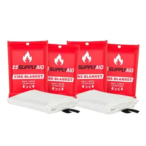 SupplyAID 4 Pack Emergency Fire Blanket for Camping and Safety Supplies, White