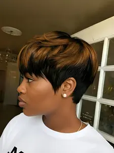 Pixie Cut Wig with Straight Human Hair for Women, Short 1b30 Color Wig for Daily Use, Party & Cosplay Gift, Pixie Wigs, Fashion Wig