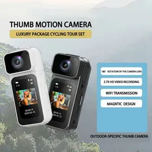 2.7K Ultra HD Wearable Action Camera with 128GB Thumb POV Portable Body Cam 180° Rotatable Dip Flexible Lens Rotation WiFi Helmet Mount Magnetic Sport DV Vlogging Essential for Bike Cycling tiktokshopspringglowup tiktokshopspringglowup