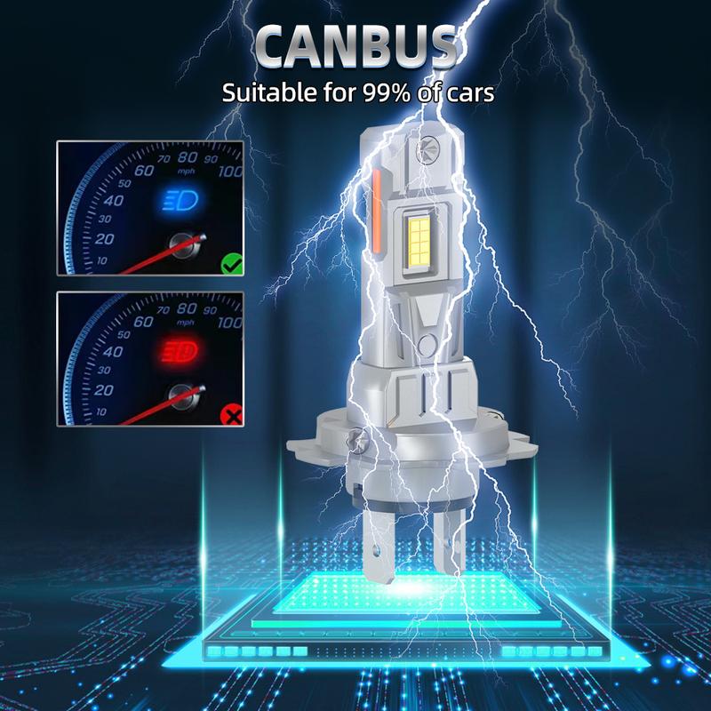 2pcs 12V 24V LED Car Headlights H1, H4, H7, H11, 9005, HB3, 9006, HB4,6000K White Light Bright CSP Chip Upgraded Design LED Plug & Play Bulbs, No Battery, Fog Lights