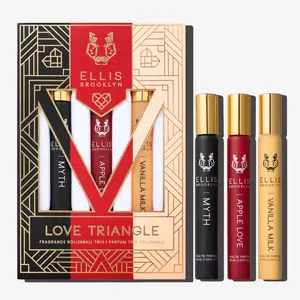 LOVE TRIANGLE FRAGRANCE ROLLERBALL TRIO SET - APPLE LOVE Eau de Parfum, VANILLA MILK Eau de Parfum, MYTH Eau de Parfum