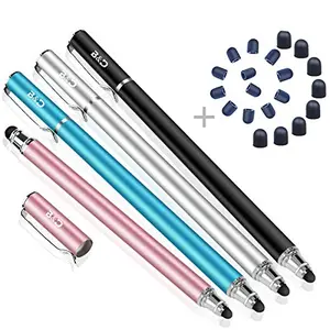 Universal Capacitive Metal Stylus Pens with Extra Replacement Rubber Tips, Multi-Color, Compatible with iPhone, iPad, Android Tablets, and Phones