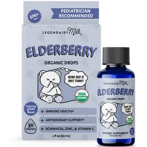 Organic Elderberry Drops - Baby and Toddler - Legendairy Milk - Immune Support - Antioxidant-Rich Daily Wellness - 6 + Months - Organic Drops - 30 Servings