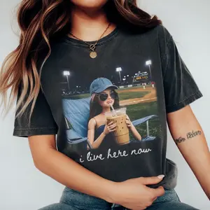 I Live Here Now Shirt -  Premium Soft Graphic Tee, Funny Sports Mom T-Shirt, Retro Baseball Doll Tee, Game Day Ballfield Aesthetic Shirt