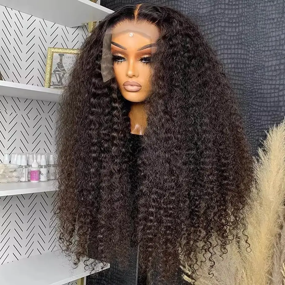 MYLOCKME Wig 32-36 Inch Deep Curly Remy Hair, 180 Density 13x6 HD Transparent Frontal, Pre-Plucked with Deep Side Part for Female, Perfect for Dating, Concerts & Costume, 13X6 Deep Wave Wig