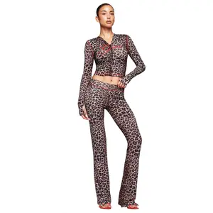 i.m.g.i.a Blare Trackpant Dark Leopard Color | Women’s Soft Fabric Elastic Waist with Logo Detail