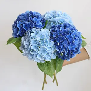 3 Pieces Faux Silk Hydrangea Flowers with Stem, Realistic Artificial Floral for Home Wedding Centerpiece, Indoor Outdoor Decoration