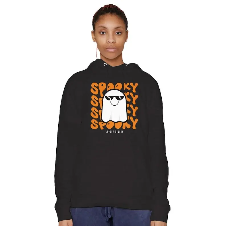 Halloween Boo Hoodie, Funny, Colors Clothing, Party Women Gifts Cute Fall Hoodie, Spooky Season Pullover, Ghost, Hoodie, Halloween gift