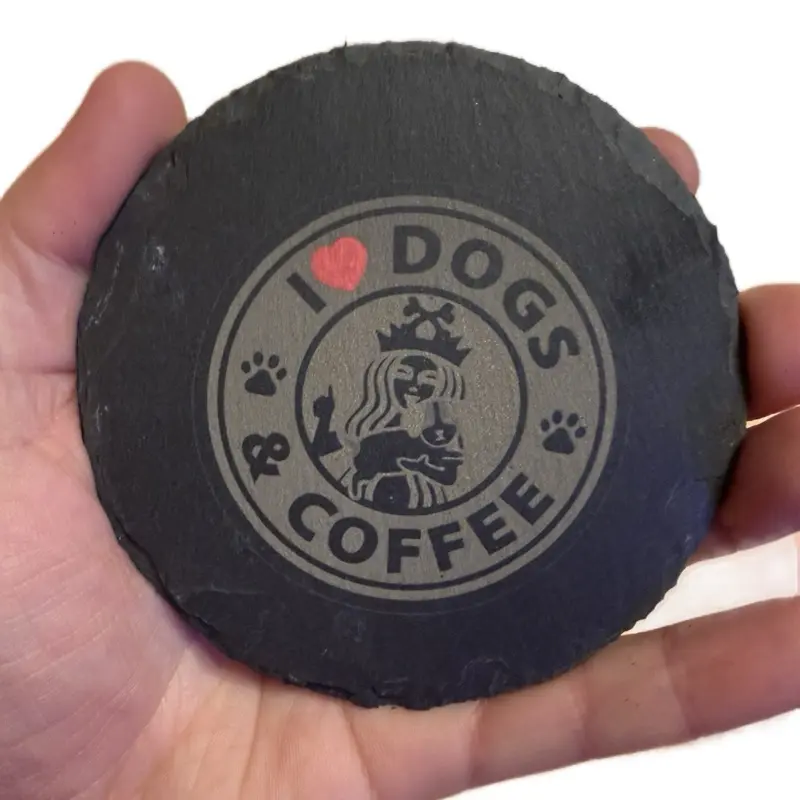 Custom Laser Engraving Slate Coasters - Round