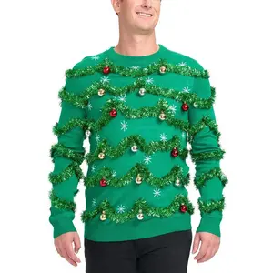 Tipsy Elves Men's Gaudy Garland Sweater - Holiday Festive Sweater: X Large