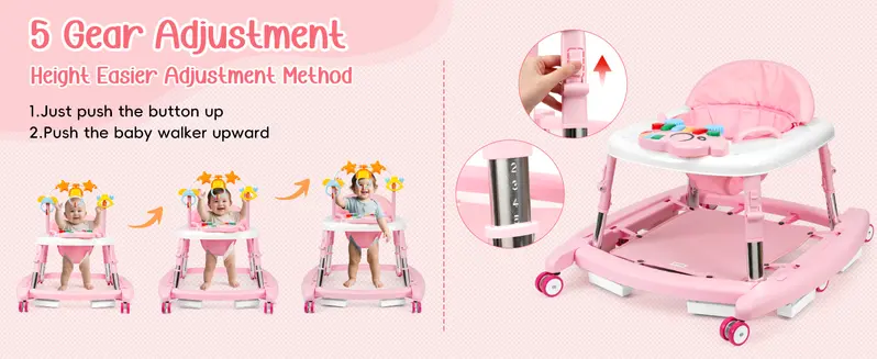 Unisex Plastic 5-in-1 Activity Walker for 6-18 Months Infants - Safety Tested, Foldable, 3 Adjustable Heights, Bouncer + Rocker, Triangular Base, Music, Feeding Tray, Removable Footrest, Portable, Breathable Baby Items (Choking Hazard Small Parts Note) Unisex Plastic 5-in-1 Activity Walker for 6-18 Months Infants - Safety Tested, Foldable, 3 Adjustable Heights, Bouncer + Rocker, Triangular Base, Music, Feeding Tray, Removable Footrest, Portable, Breathable Baby Items (Choking Hazard Small Parts Note)