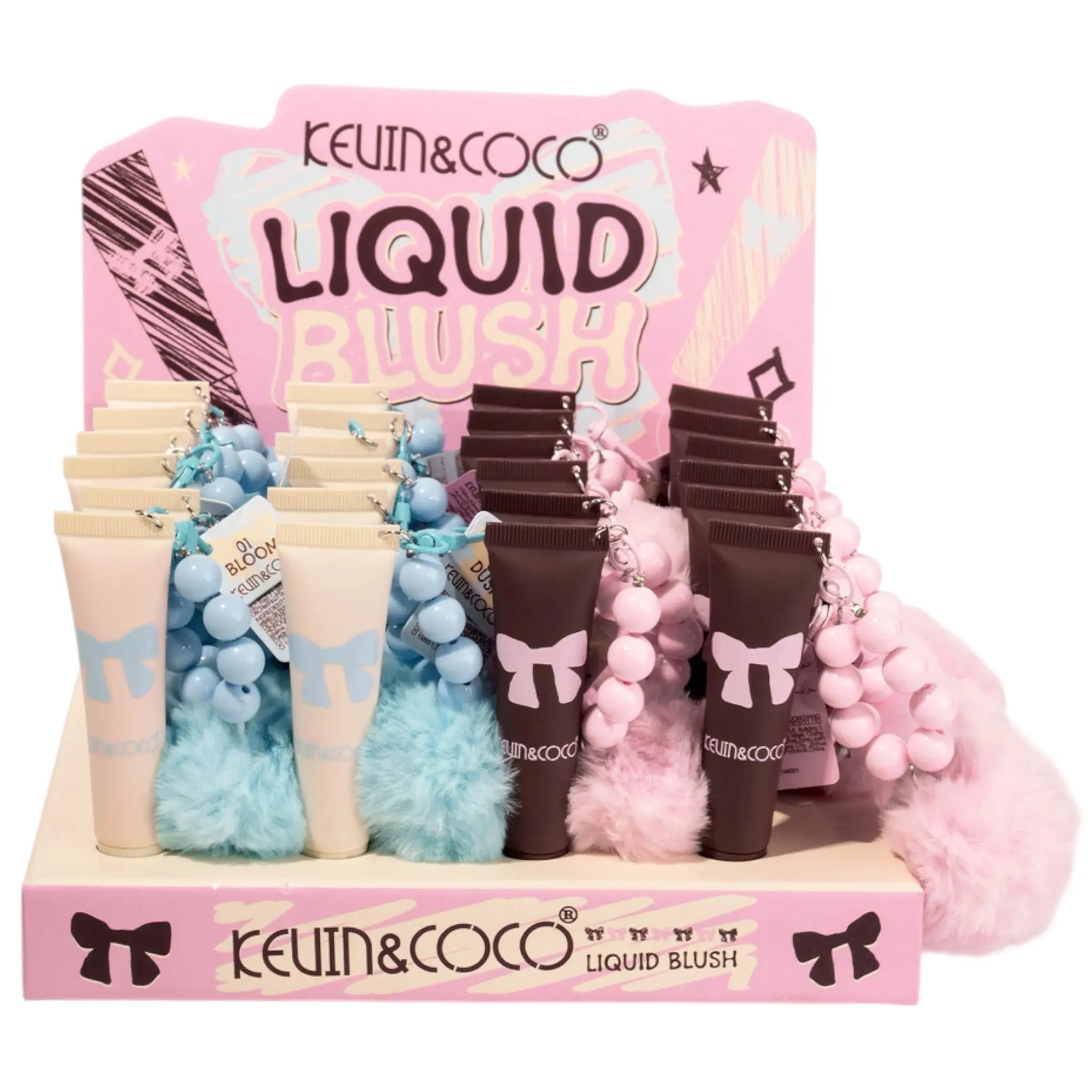 Kevin & Coco Bow Liquid Blush With Keychain - Wholesale Display 24 Units (KC1440)