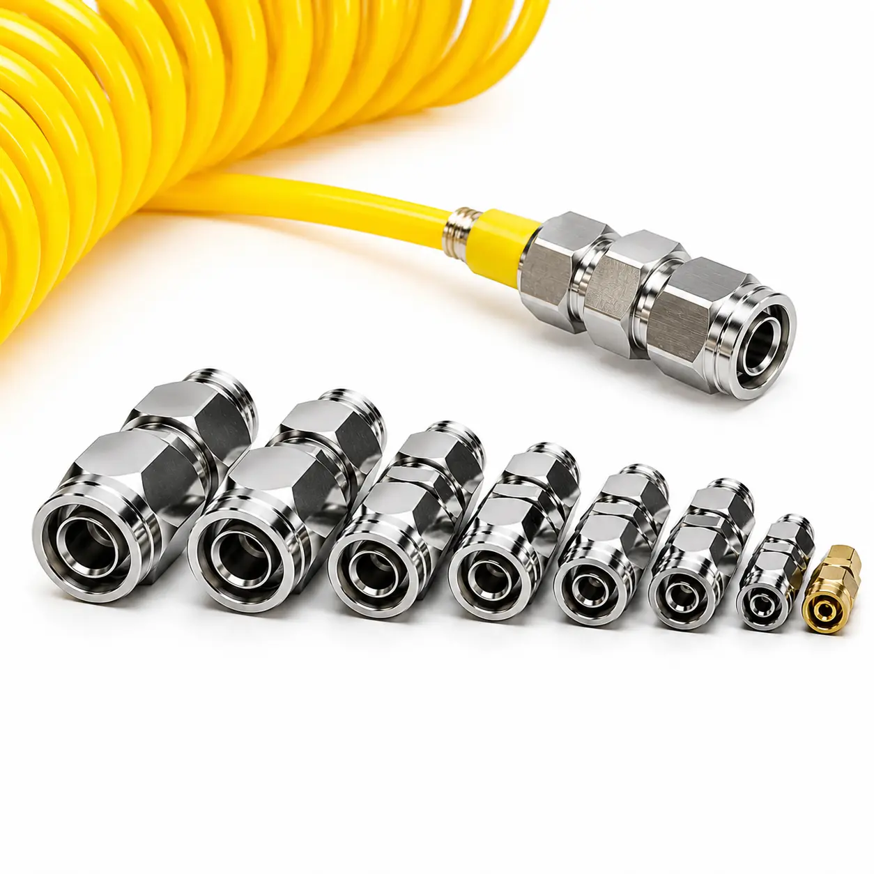 Heavy Duty Metal Truck Air Line Replacement Fittings 2 Pack - 16 Push-in Pneumatic Connectors, 4-16mm Pneumatic Tubing Compatibility, Versatile for RV/Trailer, Industrial Garages
