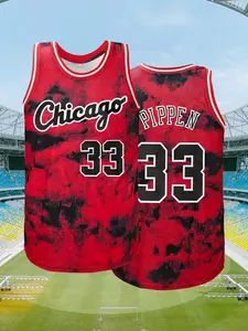 Men's Tie Dye Chicago #33 Basketball Jersey, Stylish Jersey,Loose Fit Breathable Tank Top,Comfortable Basketball Shirt, Casual Sports Vest for Training and Competition,Outdoor Sports, Unisex All Season Wear