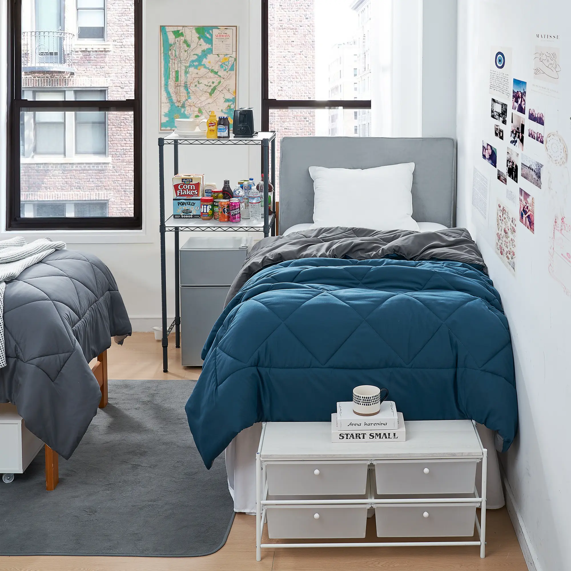 Reversible Twin XL Comforter - Nightfall Navy/Granite Gray