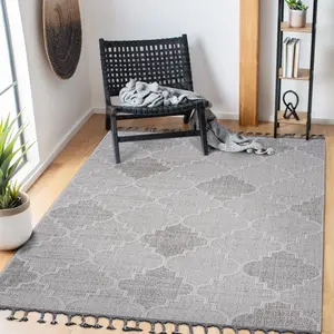 LOOM & LUXE Collection 6X9 White/Grey /Trellis Indoor/Outdoor Area Rug