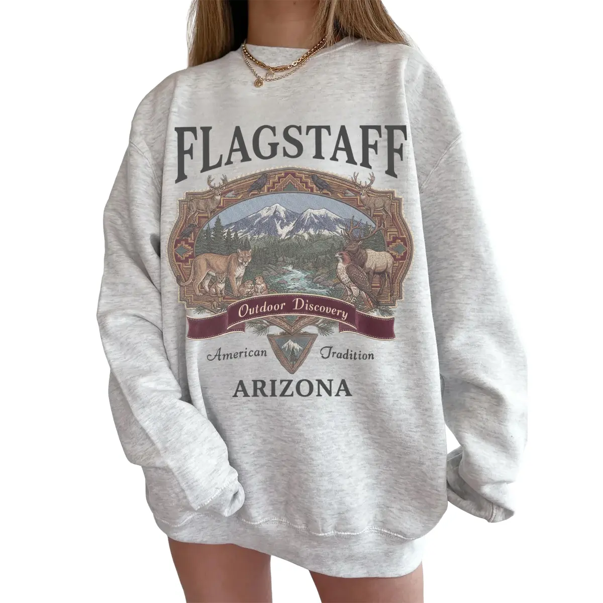 Vintage Flagstaff Arizona Sweatshirt for Men and Women, Retro National Park 90s Camping Graphic Crewneck