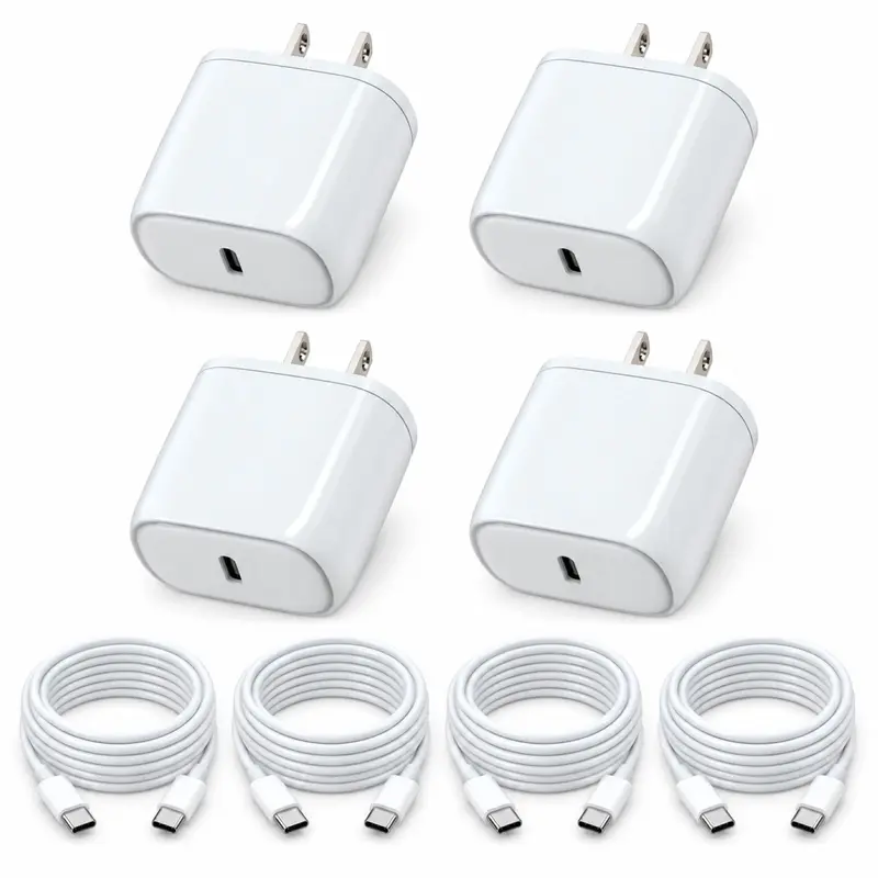 SANPRIO For iPhone 17 Charger,4Pack 6FT USB C to C Charging Cable Cord with 4Pack 20W Phone Fast Charger Block for iPhone 16/16 Pro/15/15 Pro iPad Pro 12.9/11 in iPad air 5/4 Cellphone Electronic Smartphone