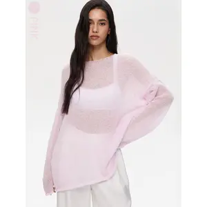 Moss Rose Women's Solid Crewneck Sweater - Soft Knitted Fabric, Loose Fit, Minimalist Style for Winter Fashion, Casual Long Sleeve Jumper for Daily Wear, Basic White Knitwear Tops