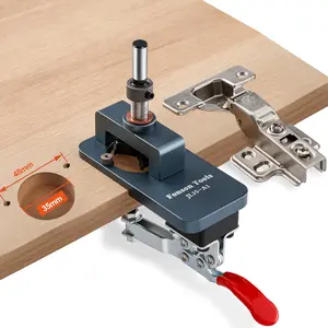 Metal Concealed Hinge Jig, 35MM Cabinet Hinge Jig Drilling Hole Puncher with Quick Clamp, Accurate Hinge Drill Jig Woodworking Tool for Doors Cabinets Hinges Mounting (Gray)