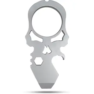 4-in-1 Keychain Bottle Opener Multitool with Screwdriver, Gifts for Dad, Fathers and Men from Daughter, Wife or Son - Skull