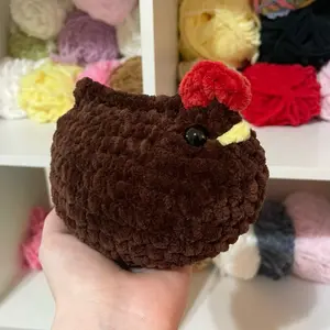 Crochet Chicken Plushie, Handmade Crochet Animal
